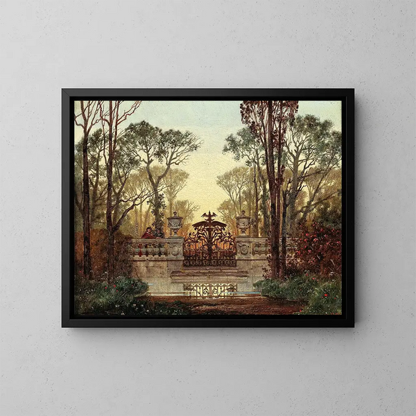 En los jardines del castillo - Ferdinand Knab — cuadro enmarcado en la pared