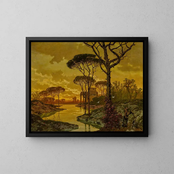 Paisaje de la tarde - Ferdinand Knab — cuadro enmarcado en la pared