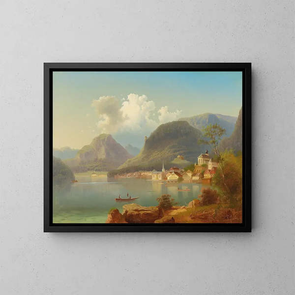 Vista de Hallstatt - Ferdinand Lepié — cuadro enmarcado en la pared