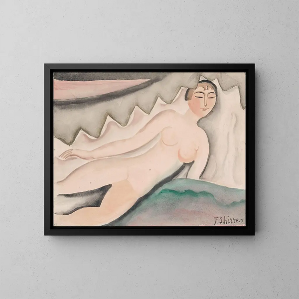 Nu alargado - Ferdinand Schirren — cuadro enmarcado en la pared