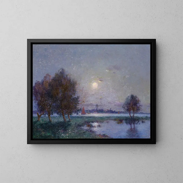 Bord de Loire au clair de lune - Ferdinand du Puigaudeau — framed artwork on a wall