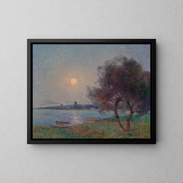 The river under moonlight - Ferdinand du Puigaudeau — framed artwork on a wall