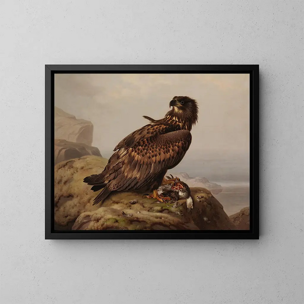 Águila de cola blanca con su presa - Ferdinand von Wright — cuadro enmarcado en la pared