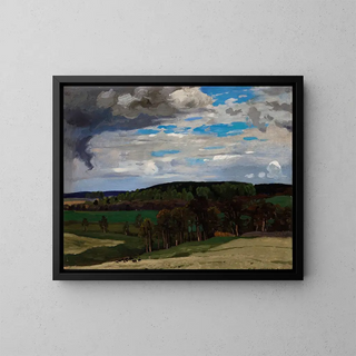 Paisaje con nubes - Ferdynand Ruszczyc — cuadro enmarcado en la pared