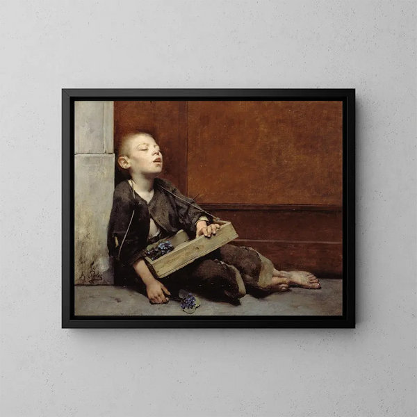 Un mártir, el vendedor de violetas - Fernand Pelez — cuadro enmarcado en la pared