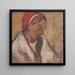 Girl in Red Bonnet - Zolo Palugyay — framed artwork on a wall