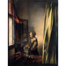 Reproducción del cuadro de una niña leyendo una carta cerca de una ventana abierta - Johannes Vermeer