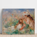 Reproducción del cuadro de niña acostada en la hierba y joven arreglando un ramo - Pierre-Auguste Renoir