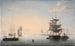 Puerto de Boston con la ciudad a lo lejos - Fitz Henry Lane — vista de la obra
