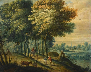 Paisaje boscoso con figuras - Escuela flamenca — vista de la obra