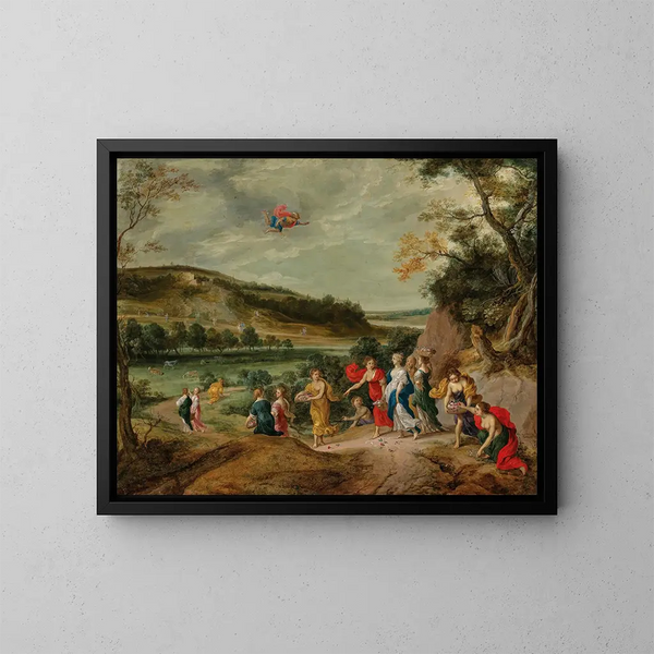 Mercury in Love with Hera - Flemish School — framed artwork on a wall