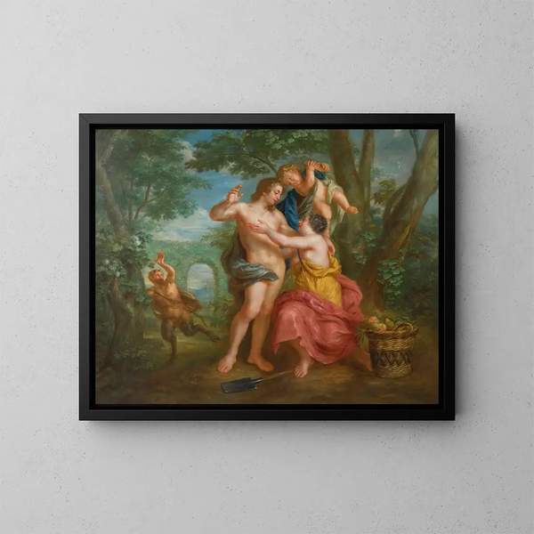 Vertumne et Pomone - Flemish School — framed artwork on a wall