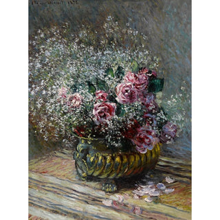 Fleurs dans un Pot Roses et Brouillard - Claude Monet | Reproduction Tableau Décoration murale affiche copie