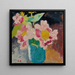 Flores rosas con corazones amarillos jarrón azul - Louis Valtat — cuadro enmarcado en la pared