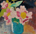 Flores rosas con corazones amarillos jarrón azul - Louis Valtat — vista de la obra