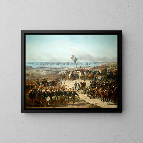 Desembarco del ejército francés en Old Port, 14 de septiembre de 1854 - Félix-Joseph Barrias — cuadro enmarcado en la pared