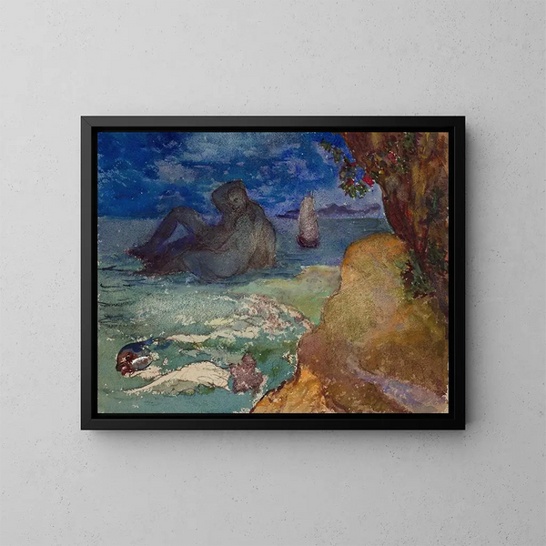 Pareja entrelazada en un paisaje marino - Félix Bracquemond — cuadro enmarcado en la pared