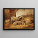 Petite Scène d'Étable avec Moutons - Félix Saturnin Brissot de Warville — framed artwork on a wall