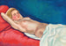 mujer desnuda acostada en un sofá rojo - Félix Vallotton — vista de la obra