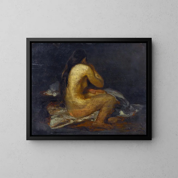 Femme nue assise - Félix Ziem — framed artwork on a wall