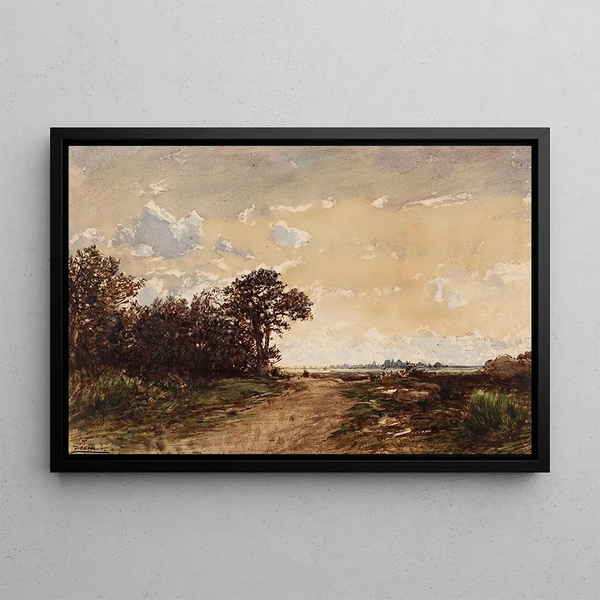 La Selva de Fontainebleau en los alrededores de Barbizon - Félix Ziem — cuadro enmarcado en la pared