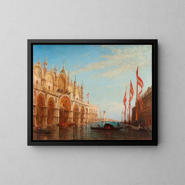 La Place Saint-Marc, inundación de 1863 - Félix Ziem — cuadro enmarcado en la pared