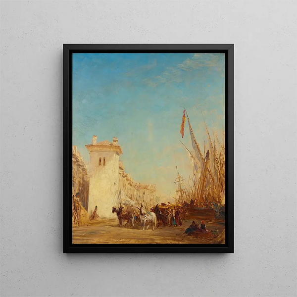 Le quai Saint - Jean à Marseille - Félix Ziem — framed artwork on a wall