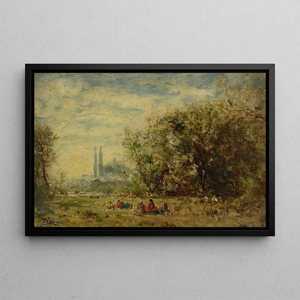 Les eaux douces d'Asie environs de Constantinople - Félix Ziem — framed artwork on a wall