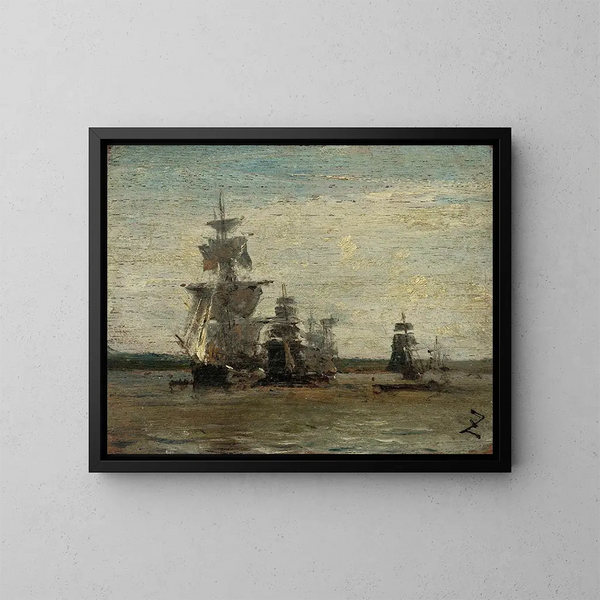 Les frégates - Félix Ziem — framed artwork on a wall
