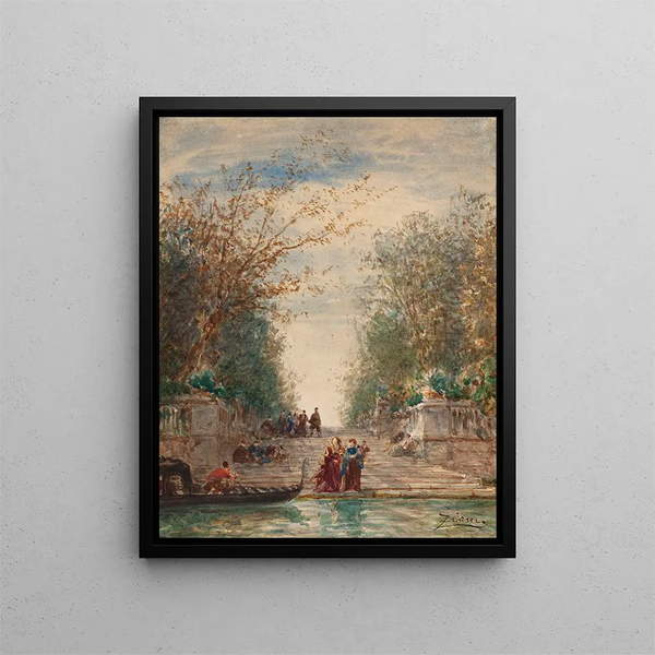 Martigues Venice The Entrance of the French Garden - Félix Ziem — framed artwork on a wall