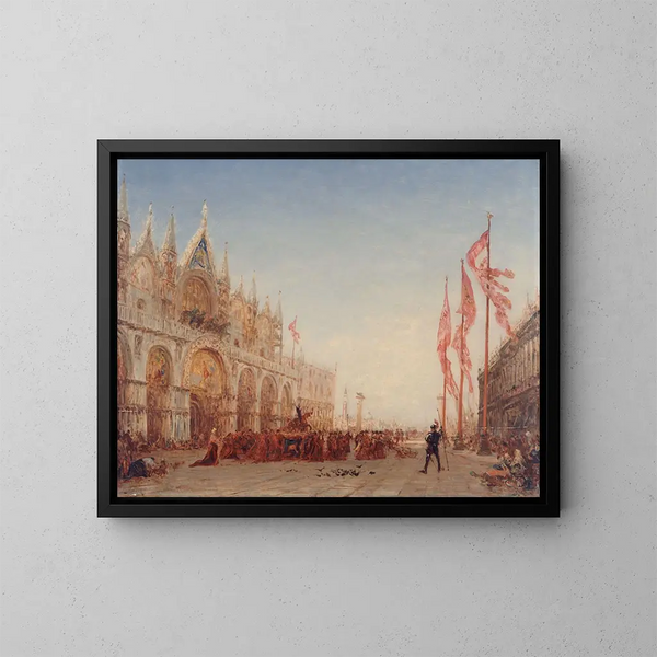 the Procession of Saint George in Venice - Félix Ziem — framed artwork on a wall