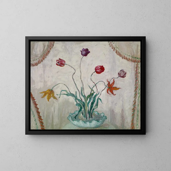 Bol de tulipanes - Florine Stettheimer — cuadro enmarcado en la pared