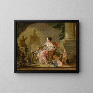 Una alegoría de la pintura - Escuela de François Boucher — cuadro enmarcado en la pared
