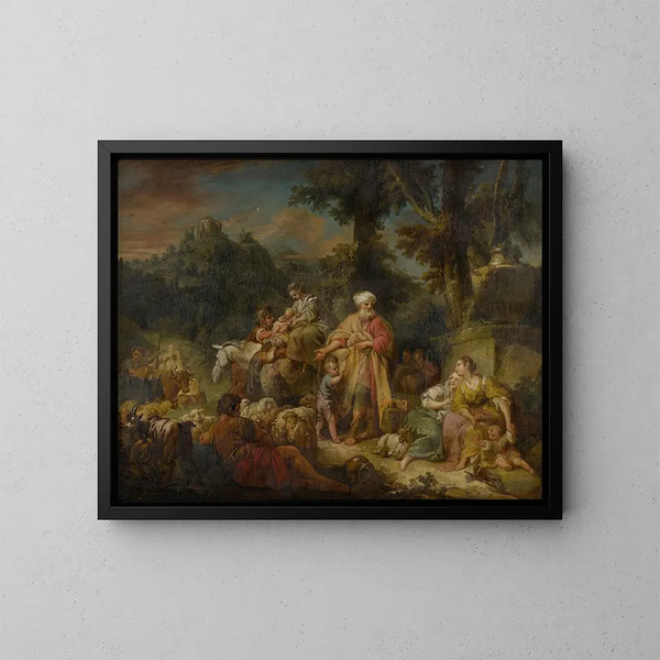 Jacob and his family on the way to Egypt - School of François Boucher — framed artwork on a wall