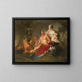 Venus in Vulcan's forge - School of François Boucher — framed artwork on a wall