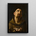 Saint Didacus of Alcalá holding rosebuds - Guido Reni School — framed artwork on a wall