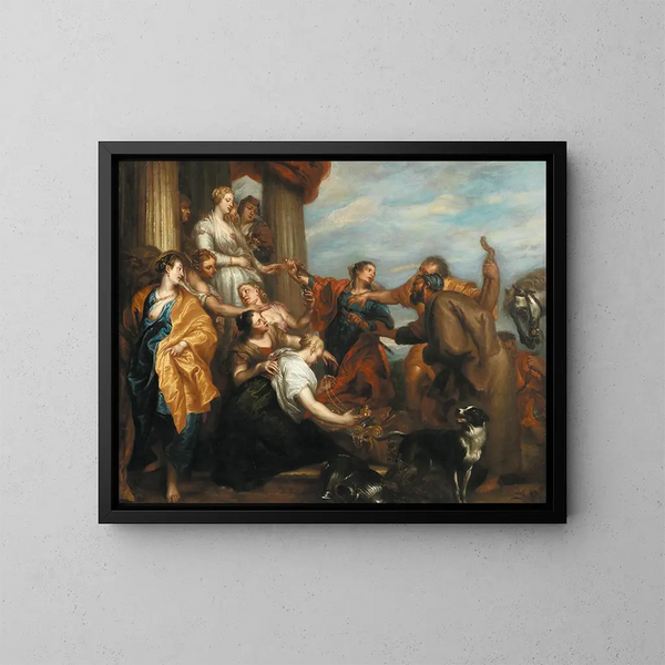 Aquiles entre las hijas de Lycomède - Escuela de Antoine van Dyck — cuadro enmarcado en la pared