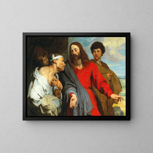La sanación del paralítico - Escuela de Antoine van Dyck — cuadro enmarcado en la pared