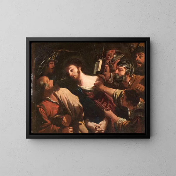 La Traición de Cristo - Escuela de Guercino — cuadro enmarcado en la pared