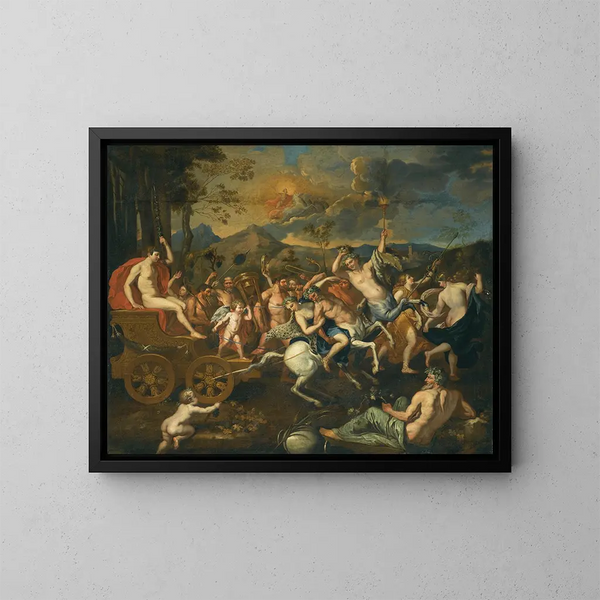 El Triunfo de Baco - Escuela de Nicolas Poussin — cuadro enmarcado en la pared
