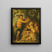 Un hombre bebiendo con putti y un tigre - Escuela de Peter Paul Rubens — cuadro enmarcado en la pared