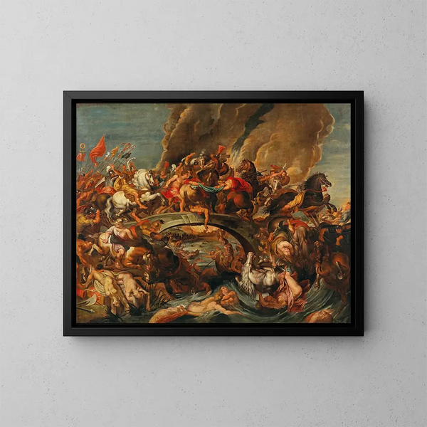 La Batalla de las Amazonas - Escuela de Peter Paul Rubens — cuadro enmarcado en la pared
