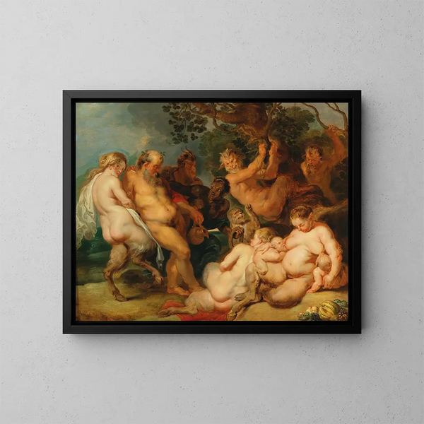 El Sileno ebrio - Escuela de Peter Paul Rubens — cuadro enmarcado en la pared