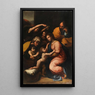 Follower of Raphael - The Holy Family with Saint Elizabeth the Infant John and two Angels.webp