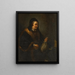 Una anciana con una bolsa y monedas en una mesa Alegoría de la avaricia - Escuela de Rembrandt van Rijn — cuadro enmarcado en la pared