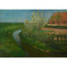 Reproducción del cuadro de Zanja de irrigación curva bordeando un patio de granja con árboles en flor - Piet Mondriaan