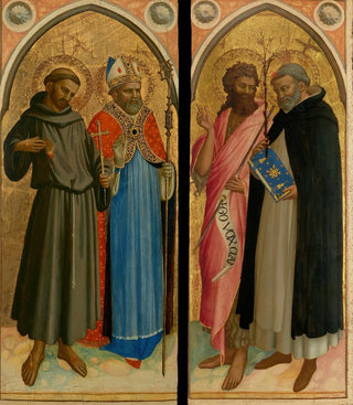 Fra Angelico - Saint Francis and a Bishop Saint Saint John the Baptist and Saint Dominic.webp
