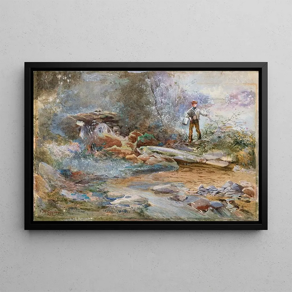 Frances Fanny Wilmot Currey - Boy with a Bucket Standing by a River Bank.webp