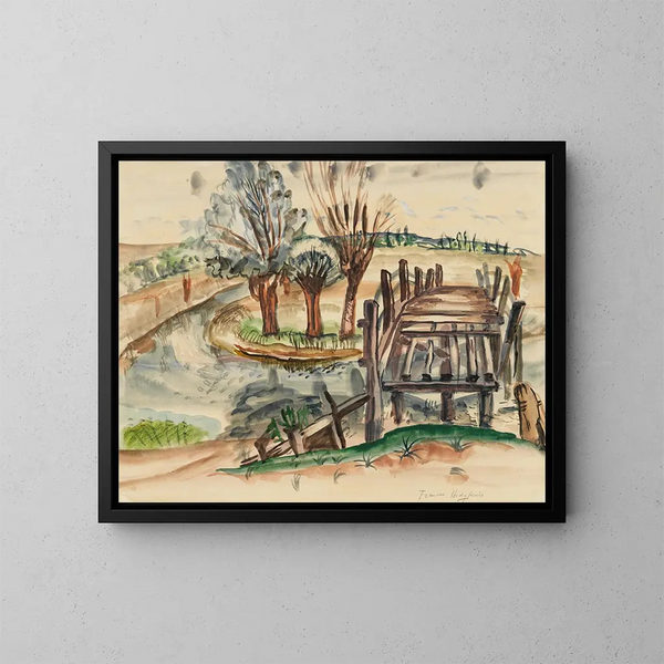 Pont de Flatford - Frances Hodgkins — cuadro enmarcado en la pared