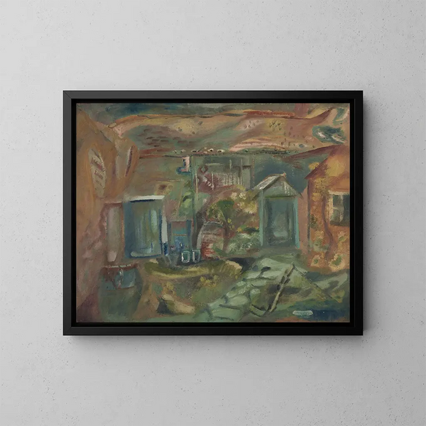 Interior de la corte de Purbeck a primera hora de la tarde - Frances Hodgkins — cuadro enmarcado en la pared